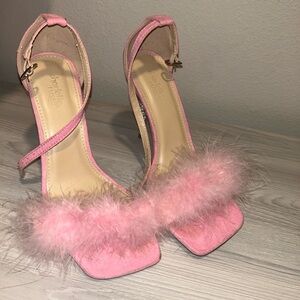 Pink Feathered Women's Heels
